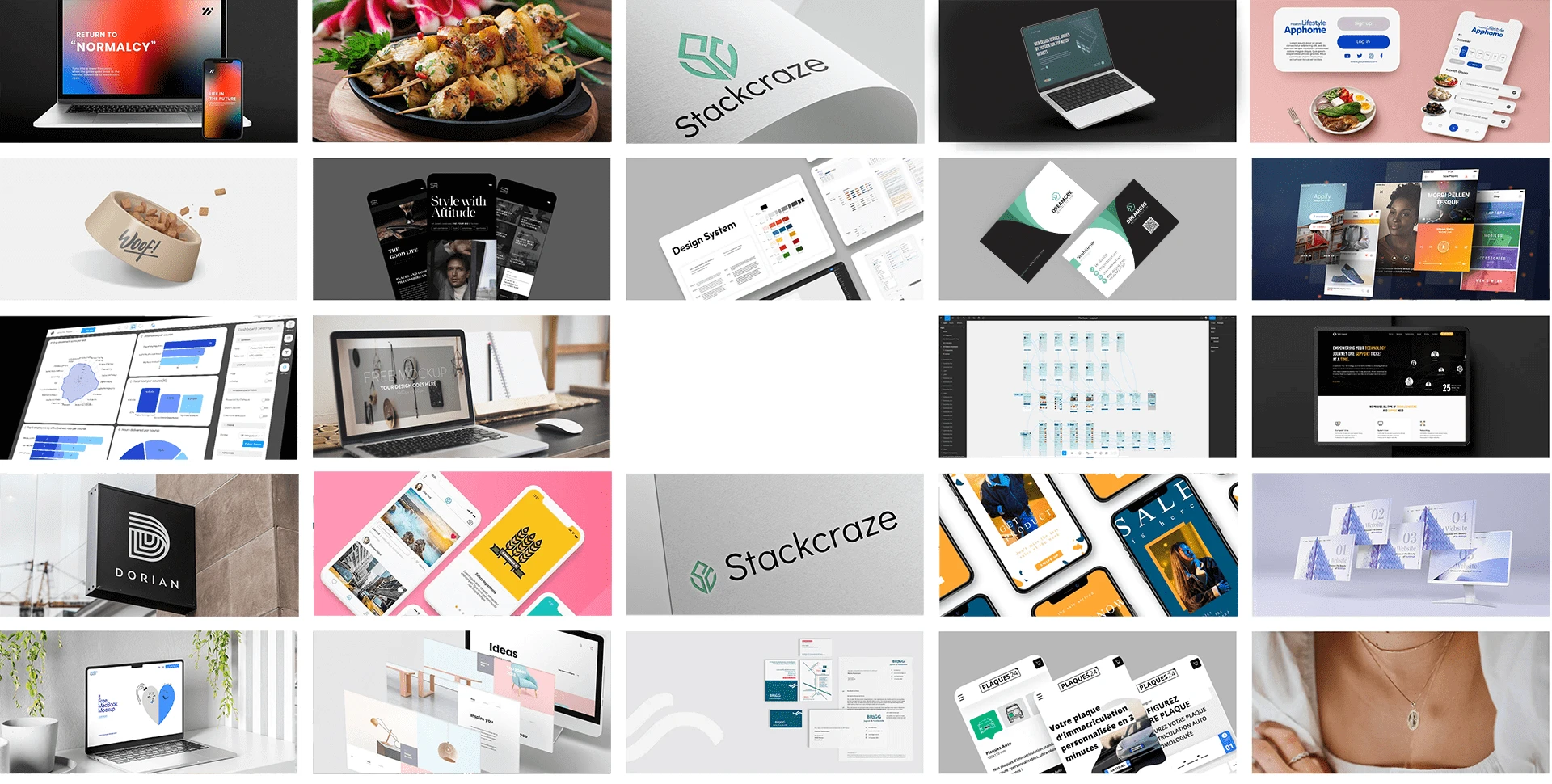 Mockup featuring multiple website and mobile app designs
